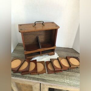Vtg Bar Top Storage Cabinet with Coasters